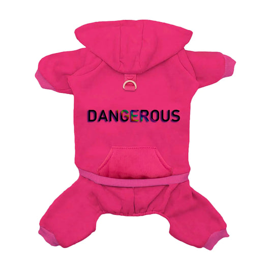 Izefia Dog Hoodie Dog Hoodies with Pocket Clothes 4 Legs Jumpsuit Fleece Sweater Winter Sweat Shirt Warm Cotton Dog Hoodie for Small Dog Medium Large Dog Cat Magenta 4XL